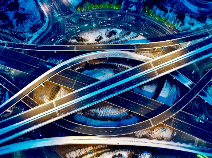 aerial view of a road